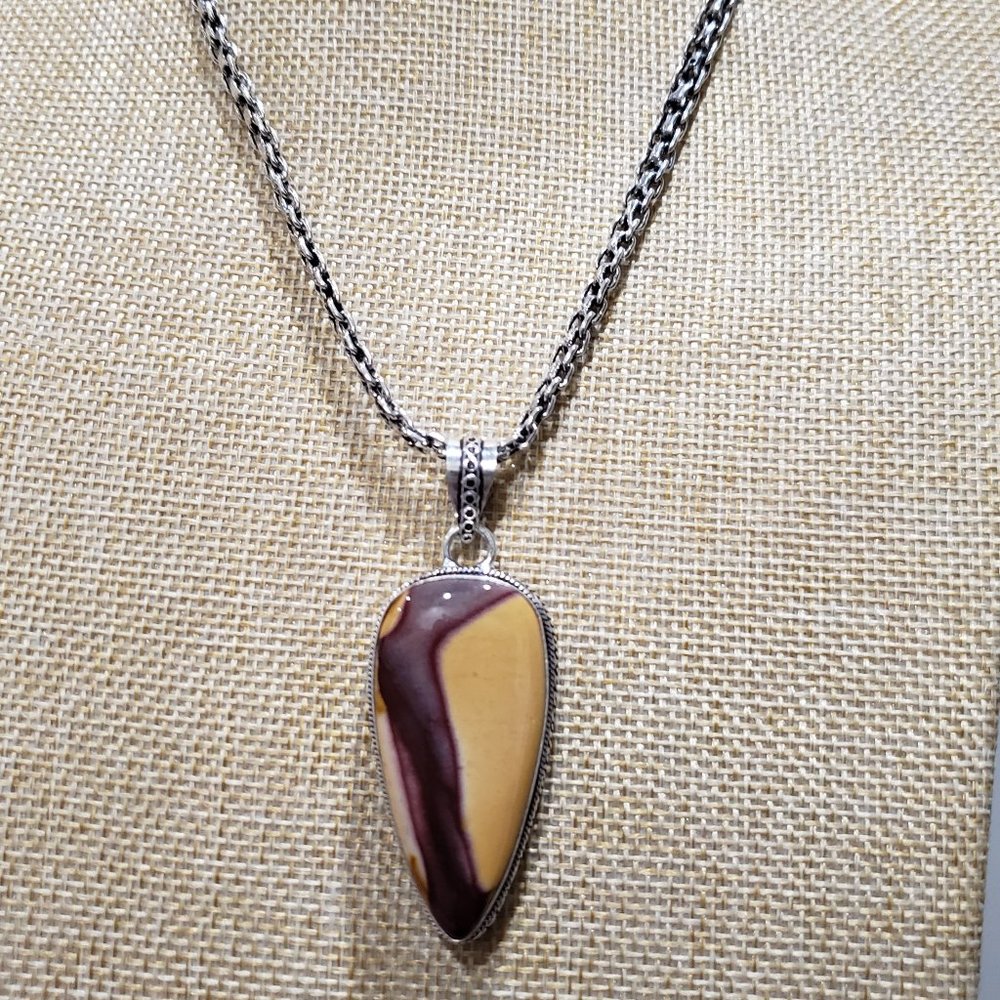 Mookaite necklace, natural mookaite gemstone, 925 silver mookaite necklace